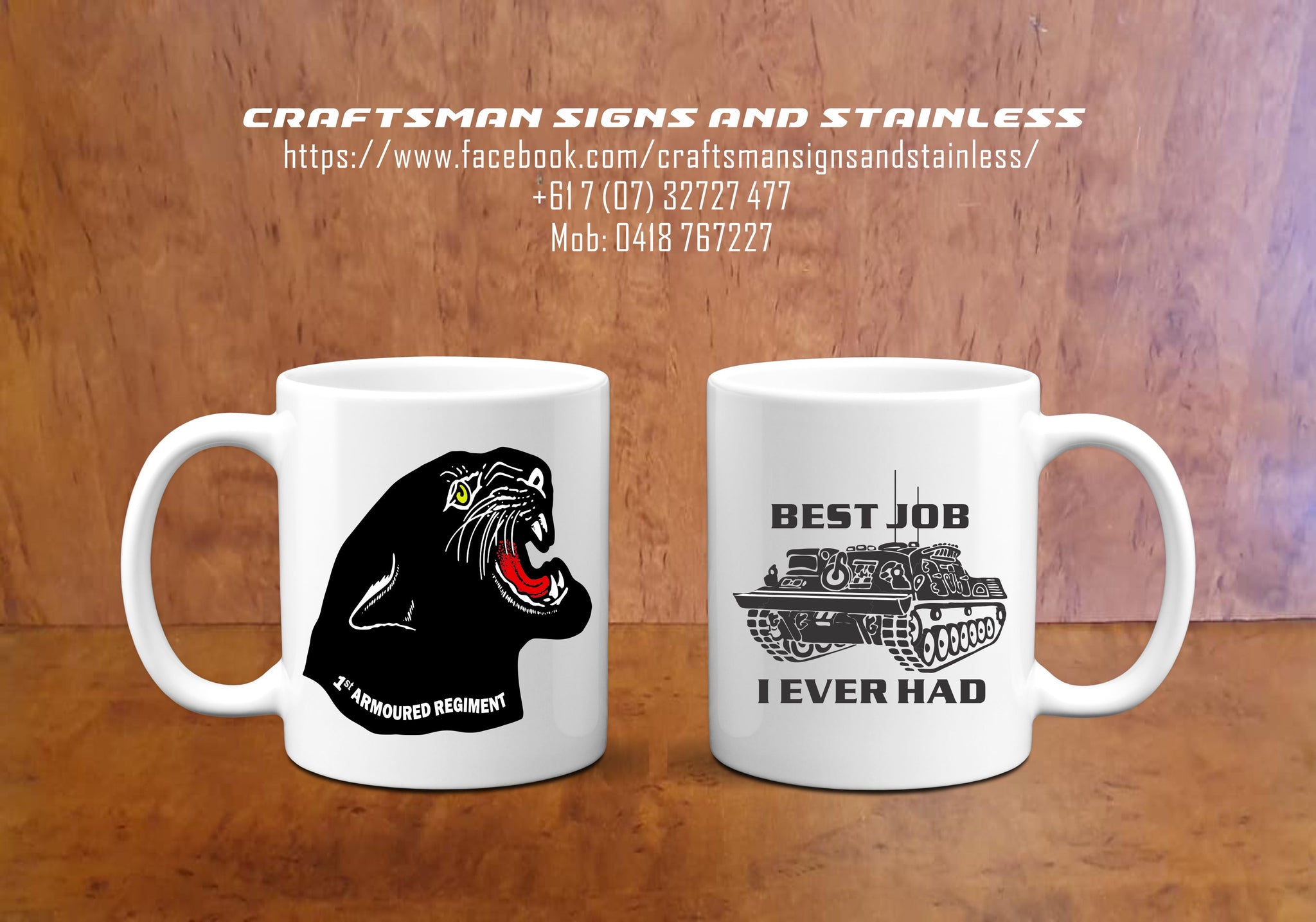 Custom white ceramic Coffee Mug 1st Armoured Regiment TSS ARVM