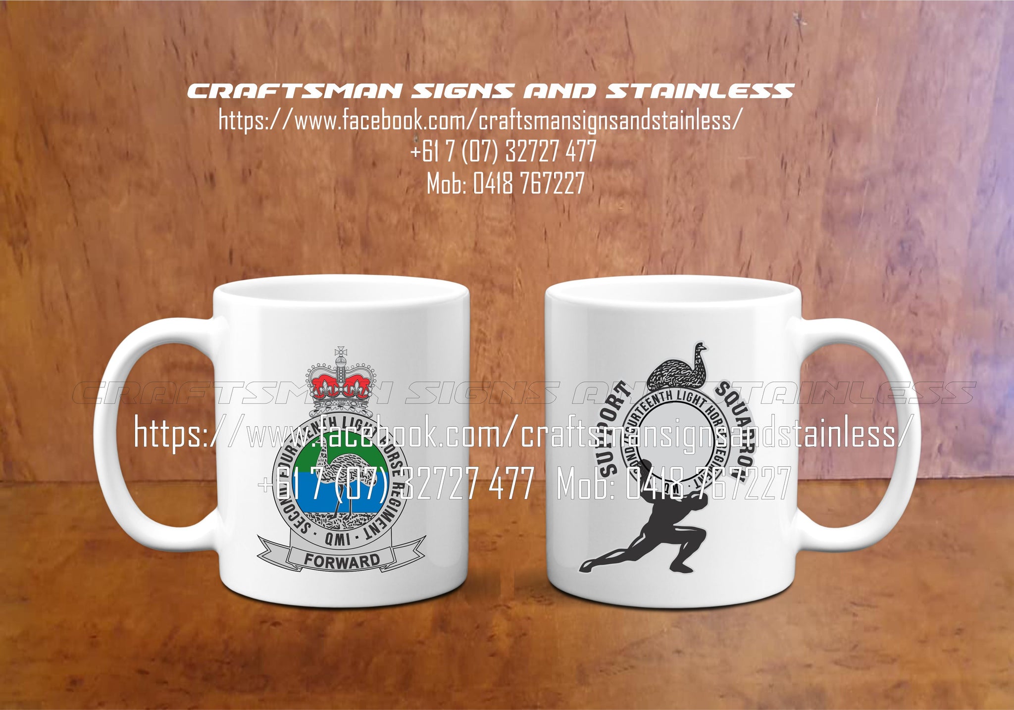 Custom white ceramic Coffee Mug 2/14th LHR (QMI) Support Sqn