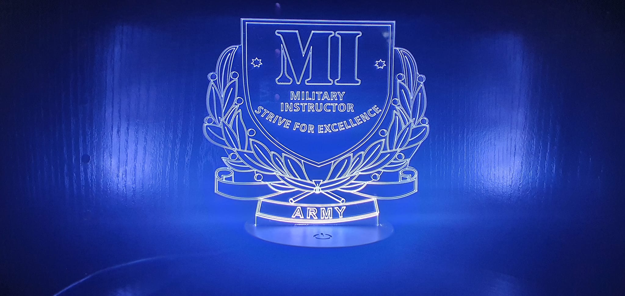 Edge lit acrylic light, Military instructor (MI)