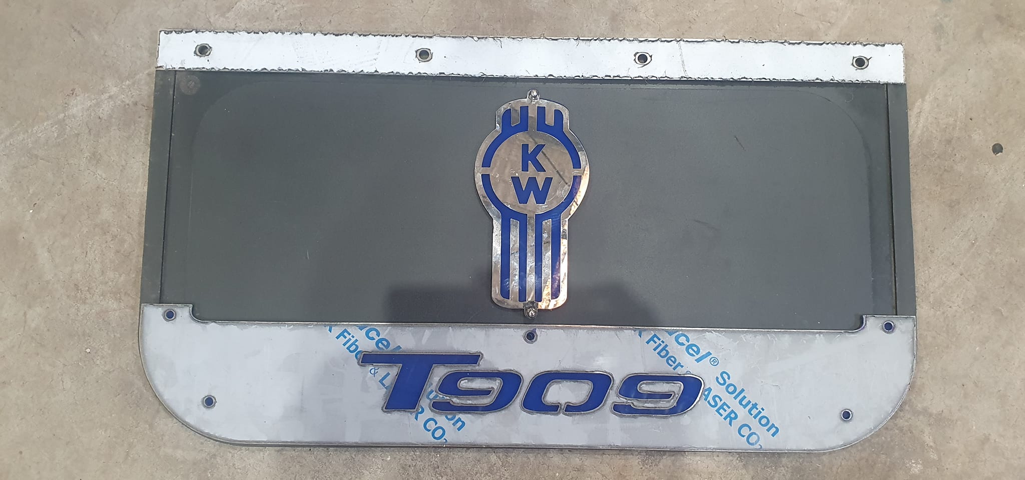 Custom Stainless Steel Mudflap Counterweights T909 Blue