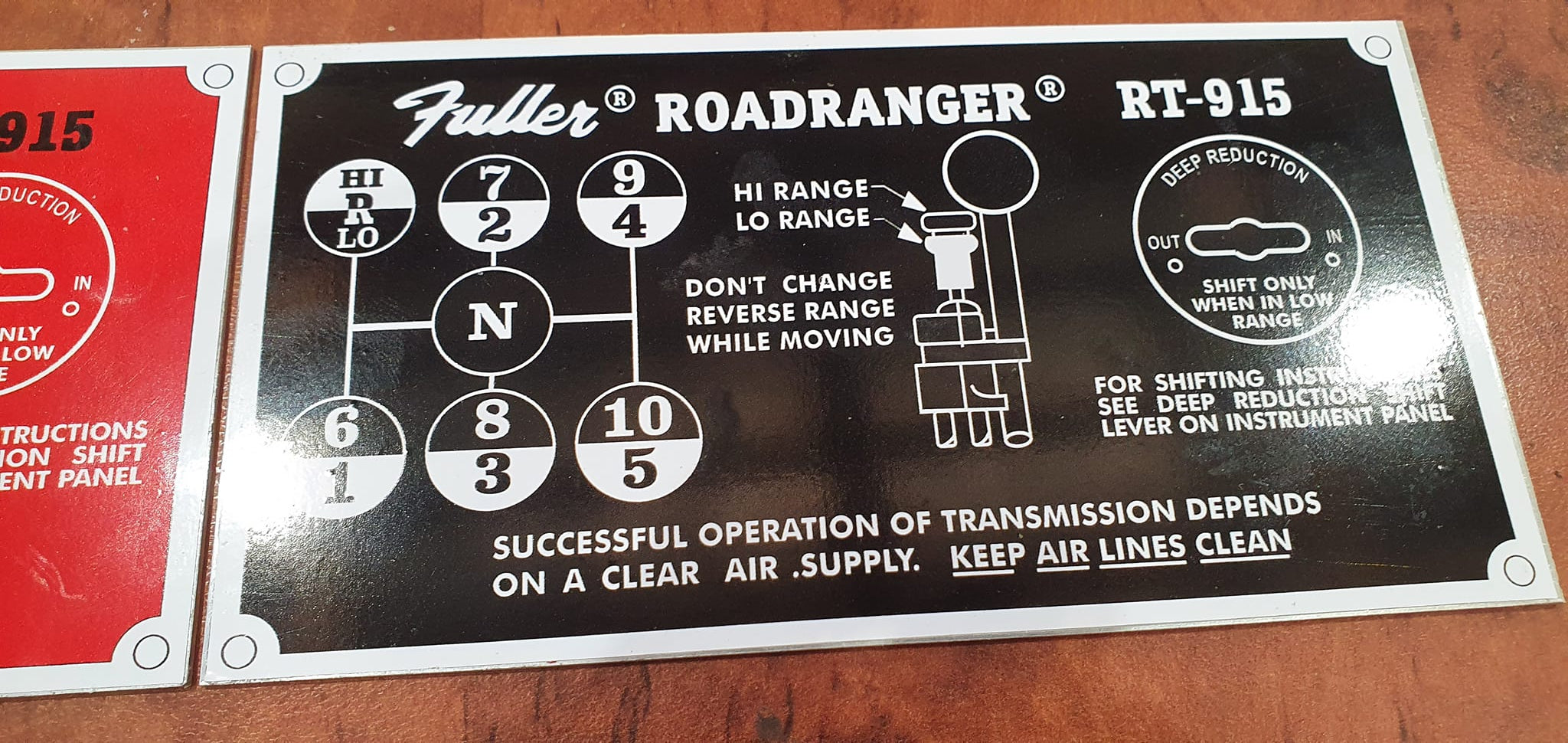Reproduction FULLER 'Road Ranger' Shift Pattern Decal