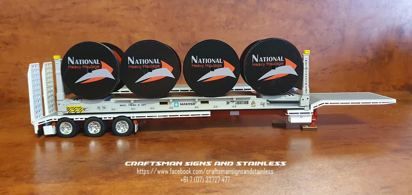 1:50 Scale Acrylic cable reels National Heavy Haulage (NHH)