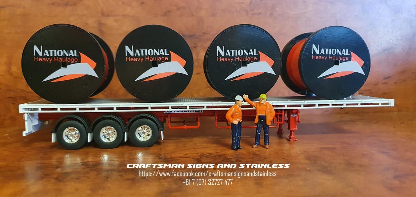 1:50 Scale Acrylic cable reels National Heavy Haulage (NHH)