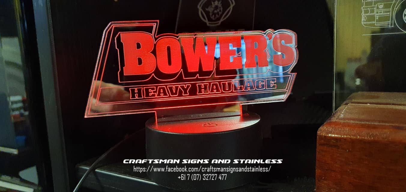 Acrylic 'edge lit' BOWERS HEAVY HAULAGE