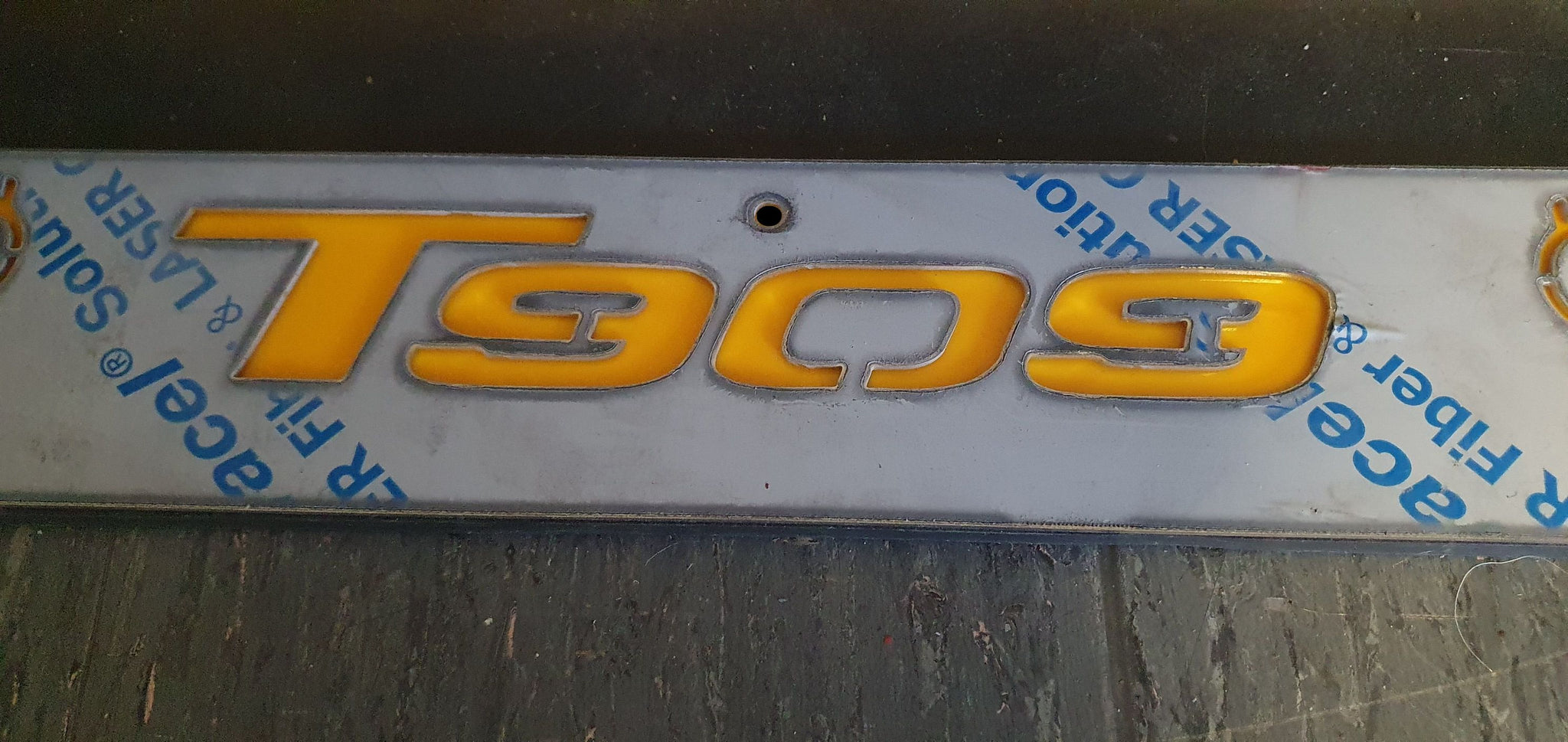 Custom Stainless Steel Mudflap Counterweights T909 Yellow