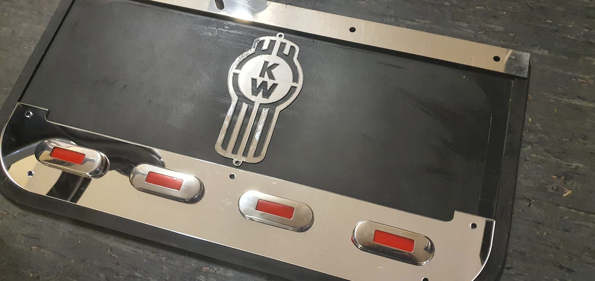 Custom Stainless Steel Mudflap Counterweights WITH LIGHTS
