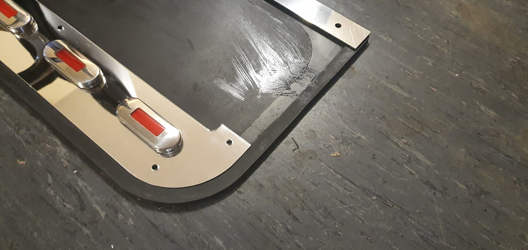 Custom Stainless Steel Mudflap Counterweights WITH LIGHTS
