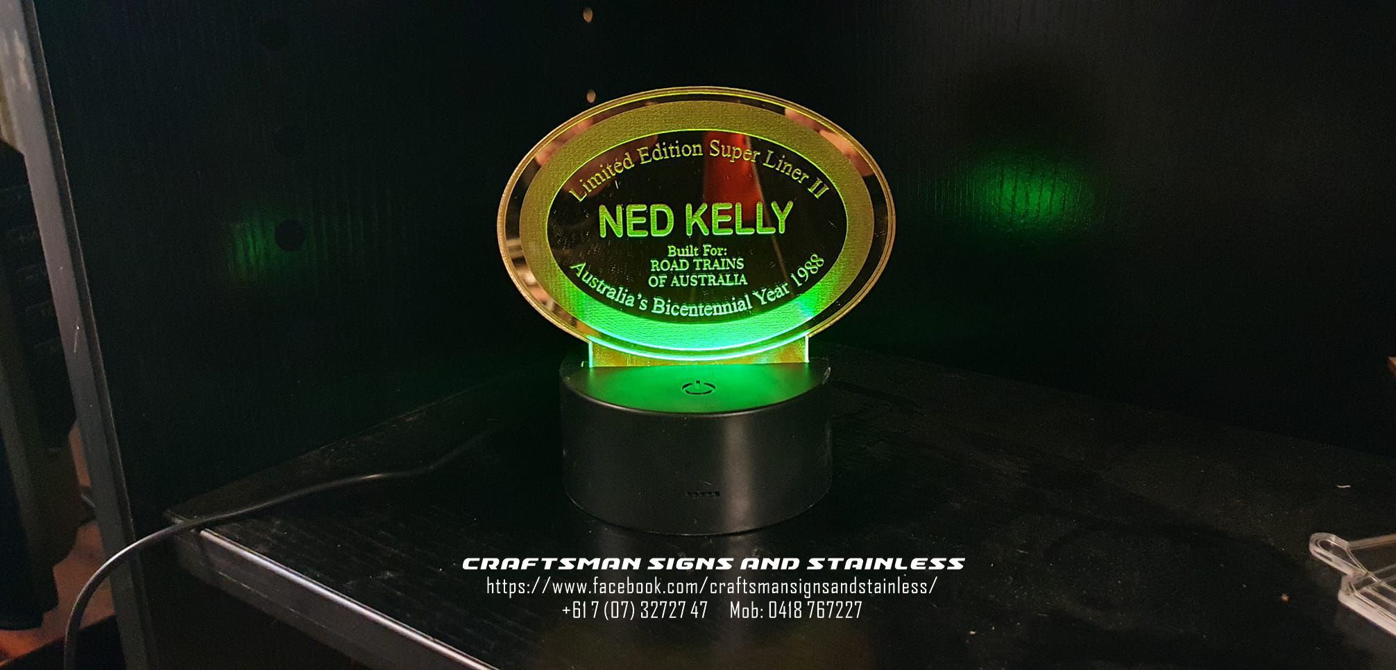 Acrylic edge lit MACK Bi Centennial SUPERLINER II 'NED KELLY'