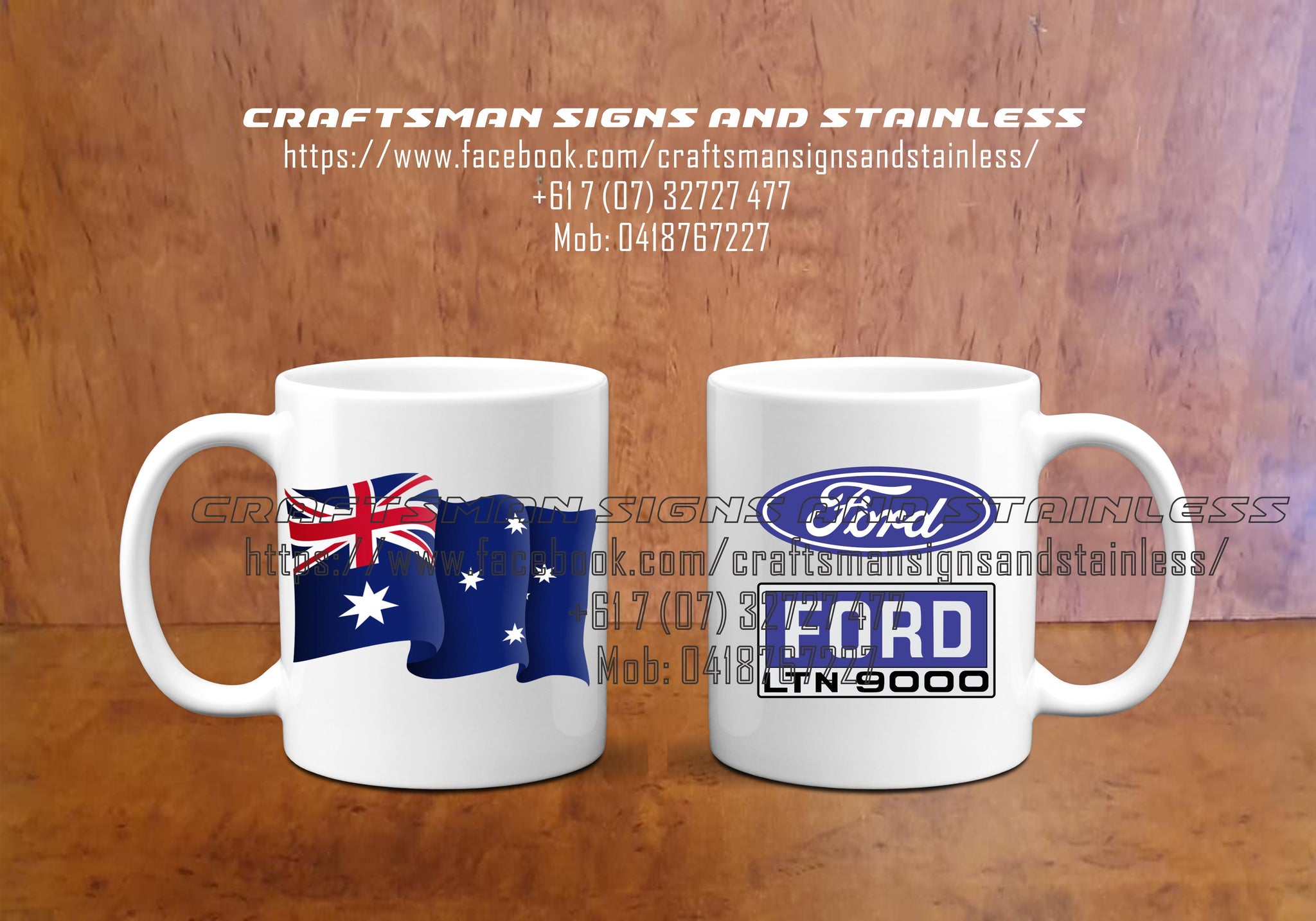 Custom white ceramic Coffee Mug FORD Trucks LTN 9000