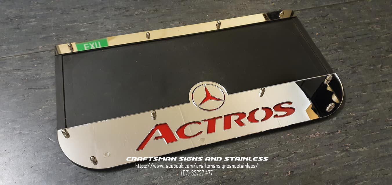 Custom Stainless Steel Mudflap Counterweights Mercedes Benz 'ACTROS'