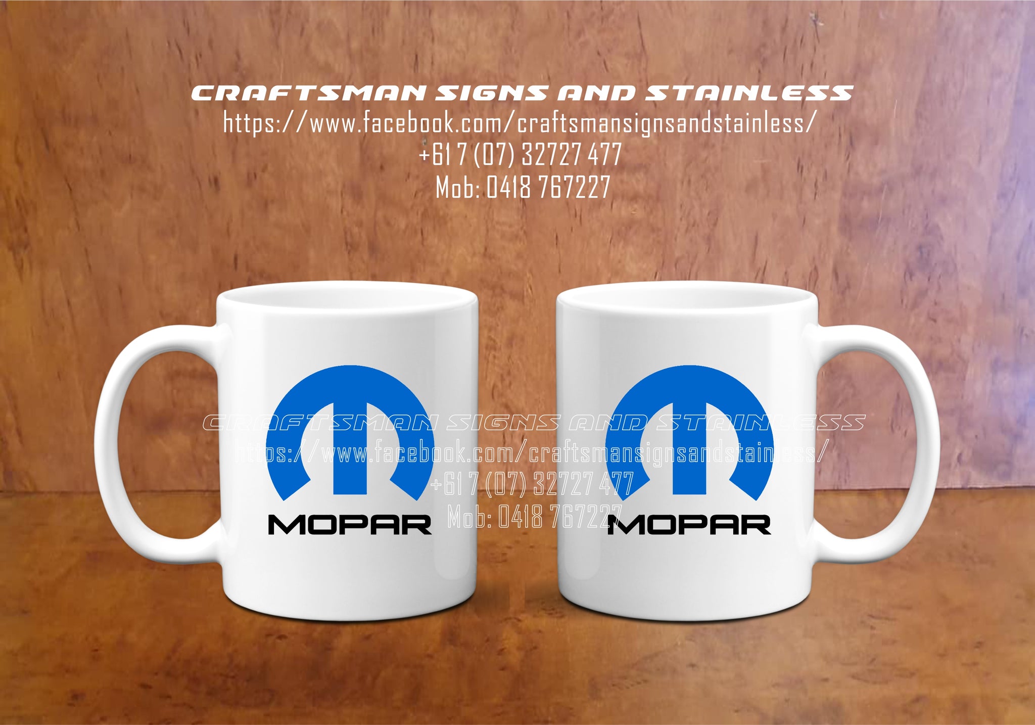 Custom white ceramic Coffee Mug 'MOPAR'