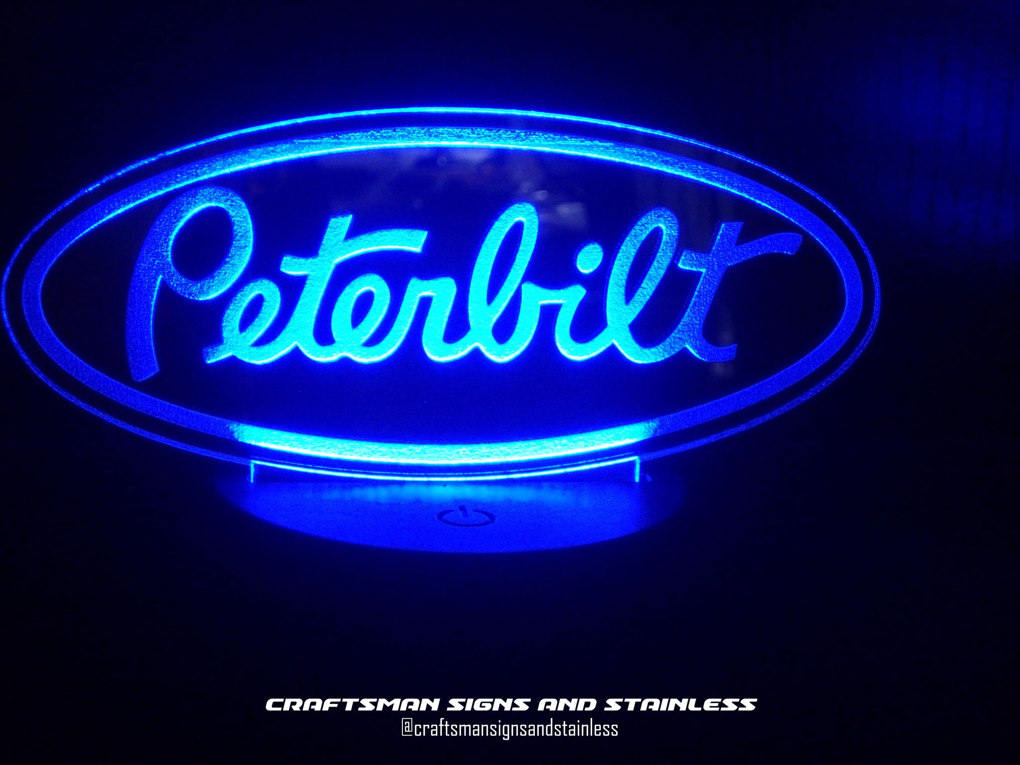 Edge lit acrylic light, Peterbilt Truck Logo oval