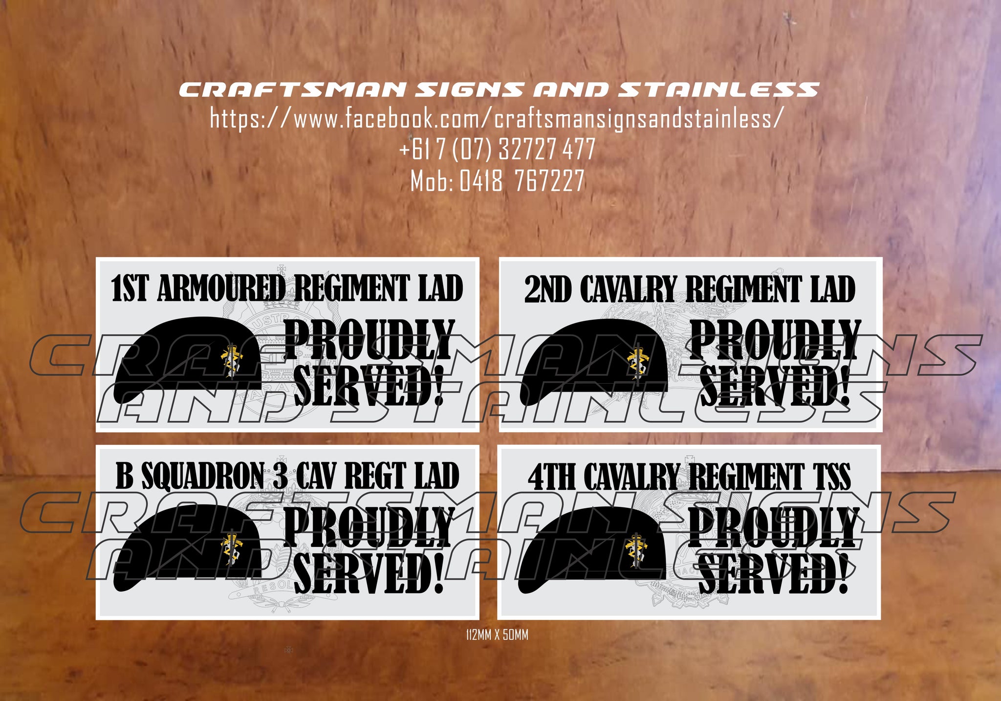 RAEME Black Berets ' PROUDLY SERVED' Decal B Sqn 3 Cav Regiment LAD