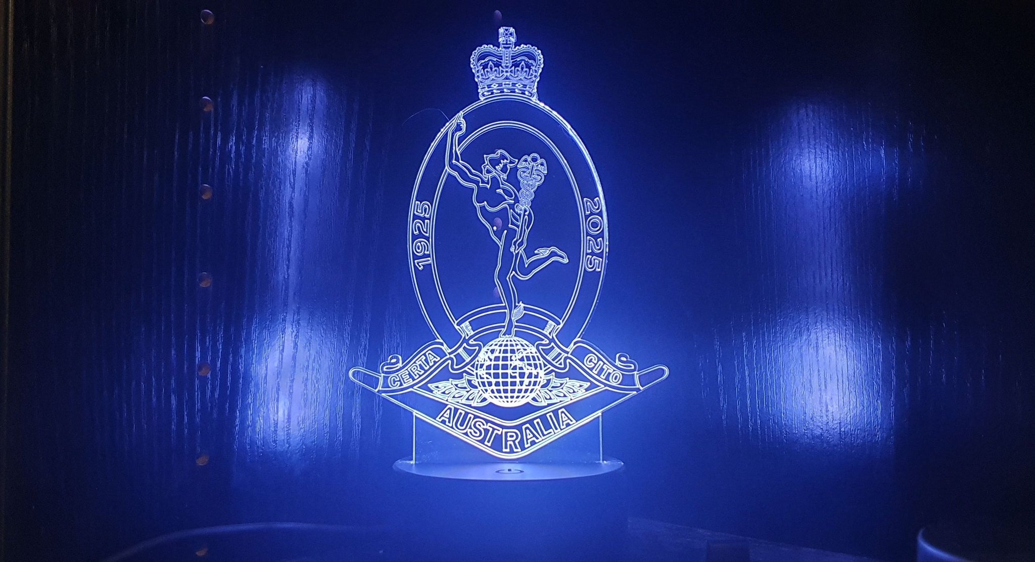 Edge lit acrylic light, Military RASIGS ANNIVERSARY