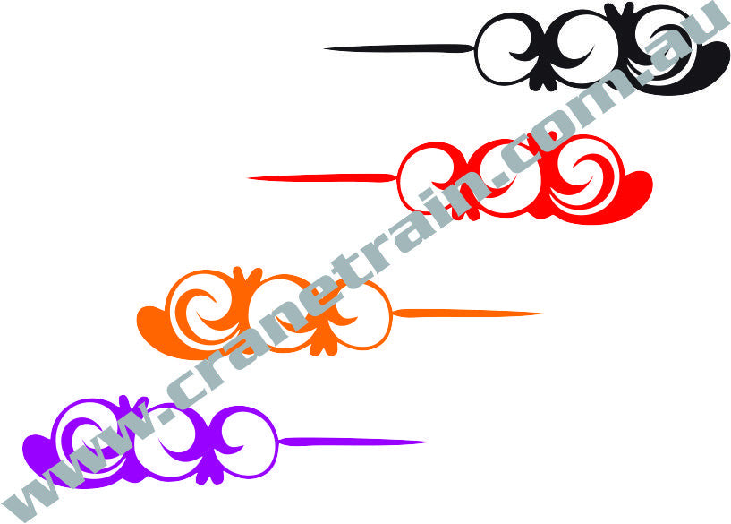 Decal, blinged scroll, old school, 'standard'