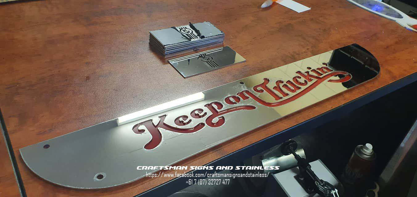 Custom Stainless Steel Mudflap Counterweight 'Keep on Truckin'