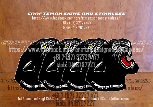 1st Armoured Regiment (RAAC) Leopard Tank Decal