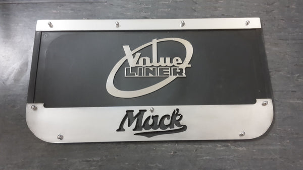 Custom Stainless Steel Mudflap Counterweights MACK 'VALUELINER'