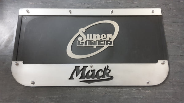 Custom Stainless Steel Mudflap Counterweights MACK 'SUPERLINER' Oval