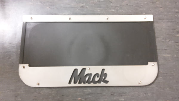 Custom Stainless Steel Mudflap Counterweights MACK Script Logo