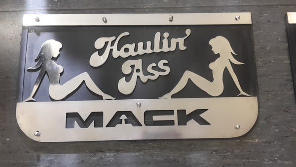 Custom Stainless Steel Mudflap Counterweights MACK w/Mudflap GirlLS