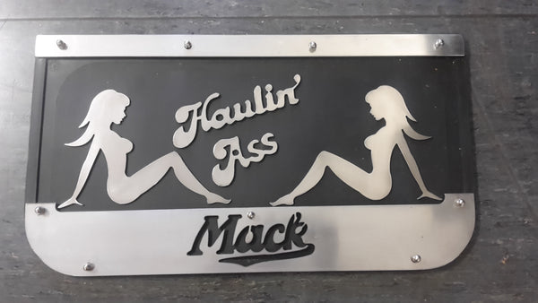 Custom Stainless Steel Mudflap Counterweights MACK w/Mudflap Girls