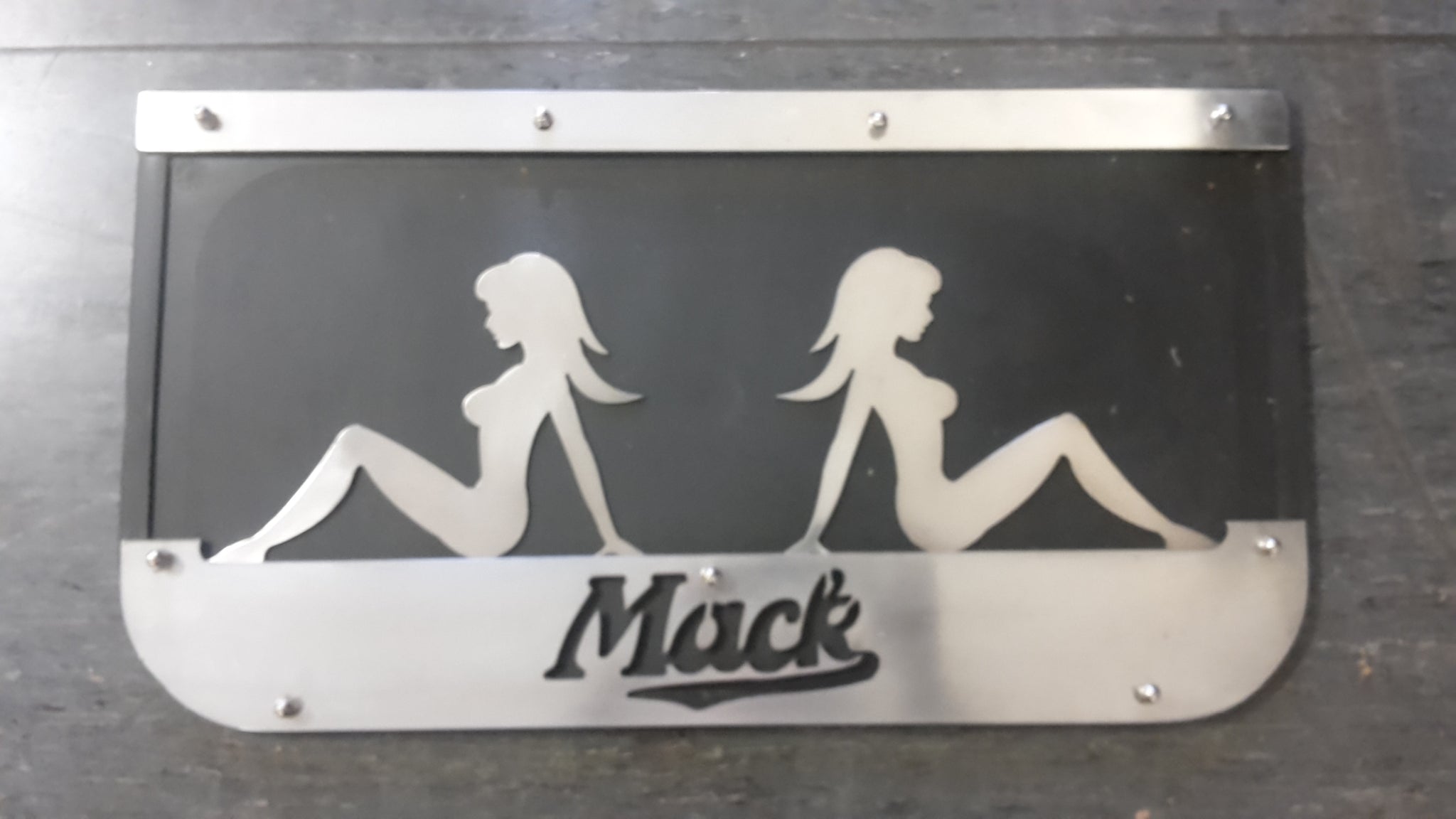 Custom Stainless Steel Mudflap Counterweights MACK w/Mudflap Girls