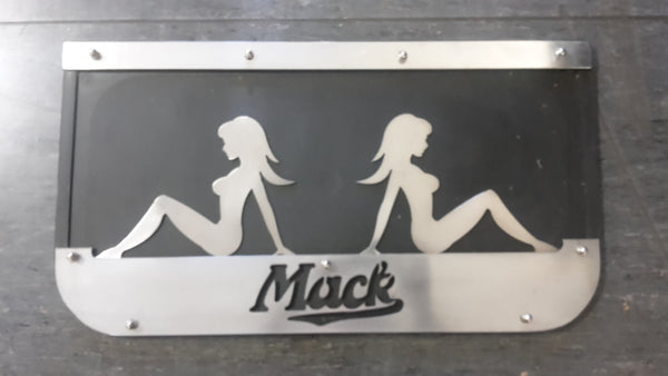 Custom Stainless Steel Mudflap Counterweights MACK w/Mudflap Girls