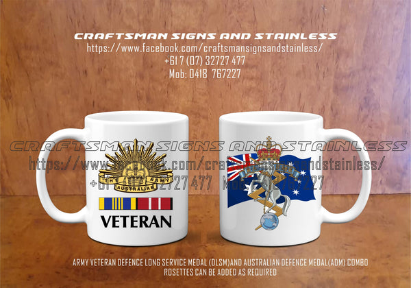 Custom white ceramic Army Veteran RAEME