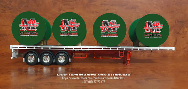 1:50 Scale Acrylic cable reels MEMBREYS TRANSPORT & CRANE HIRE