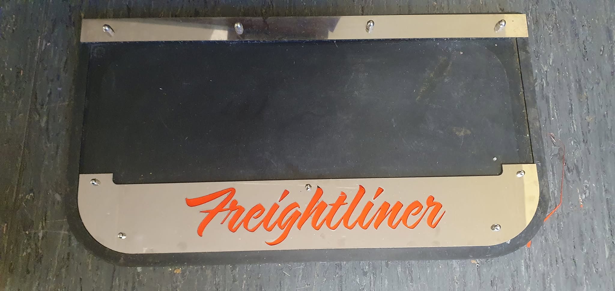 Custom Stainless Steel Mudflap Counterweights FREIGHTLINER 'SCRIPT'