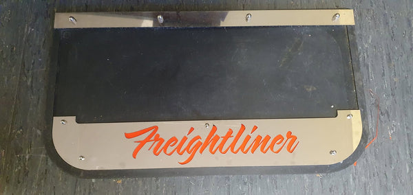 Custom Stainless Steel Mudflap Counterweights FREIGHTLINER 'SCRIPT'