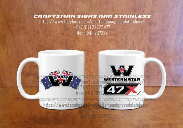 Custom white ceramic Western Star Coffee Mug 47X