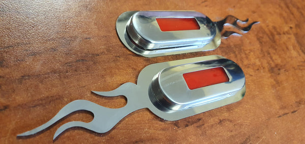 Courtesy light surrounds, stainless steel KENWORTH (Flames)