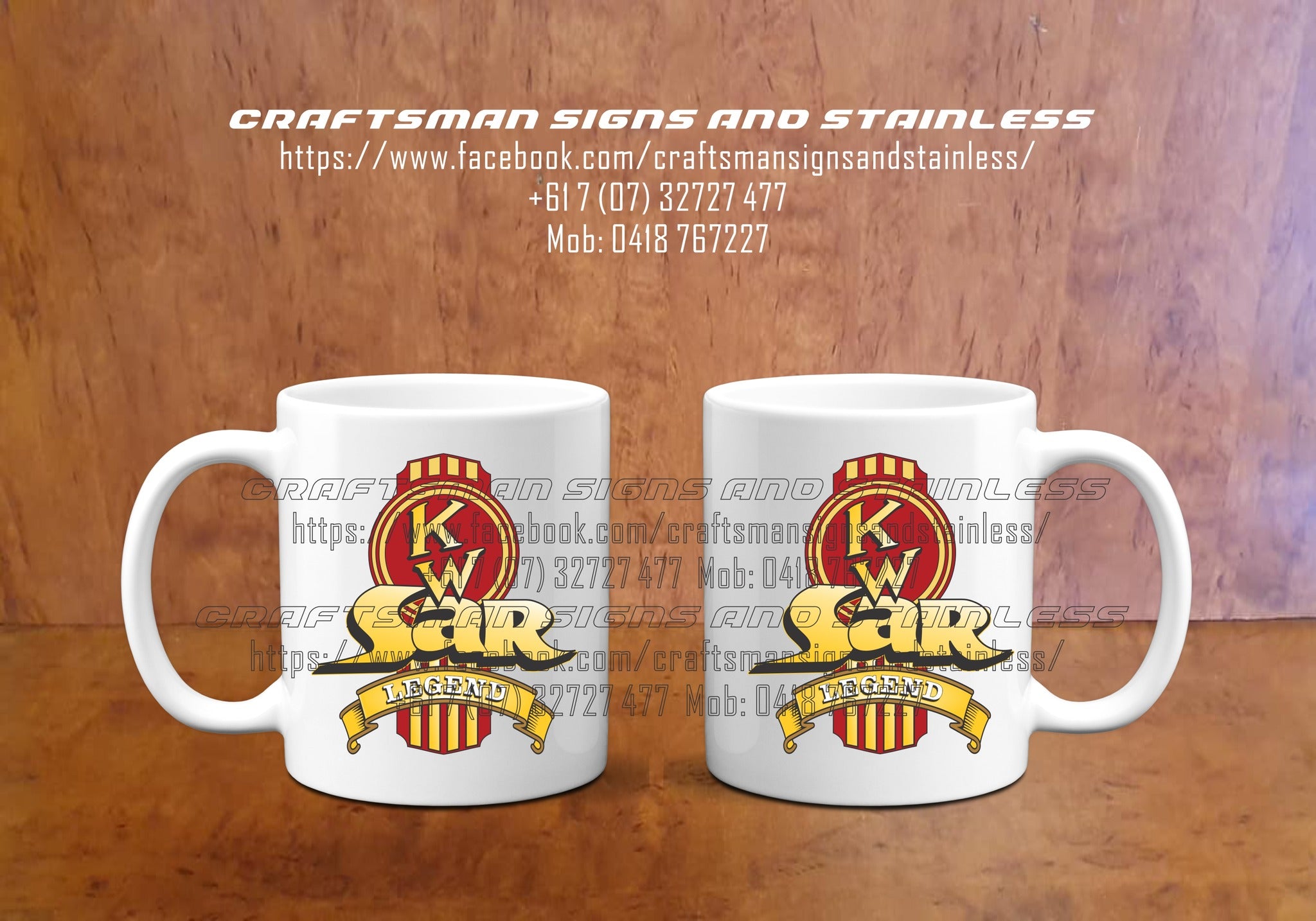 Custom white ceramic Coffee Mug KENWORTH Legend SAR