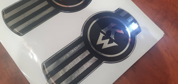 Kenworth 'Crooked' Logo black/chrome epoxy domed decal