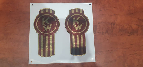 Kenworth 'Crooked' Logo dark red/gold epoxy domed decal