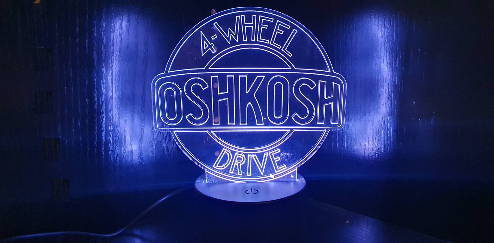 Acrylic 'edge lit Vintage OSHKOSH 4WD