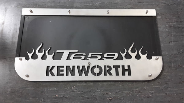 Custom Stainless Steel Mudflap Counterweights T659 Flames