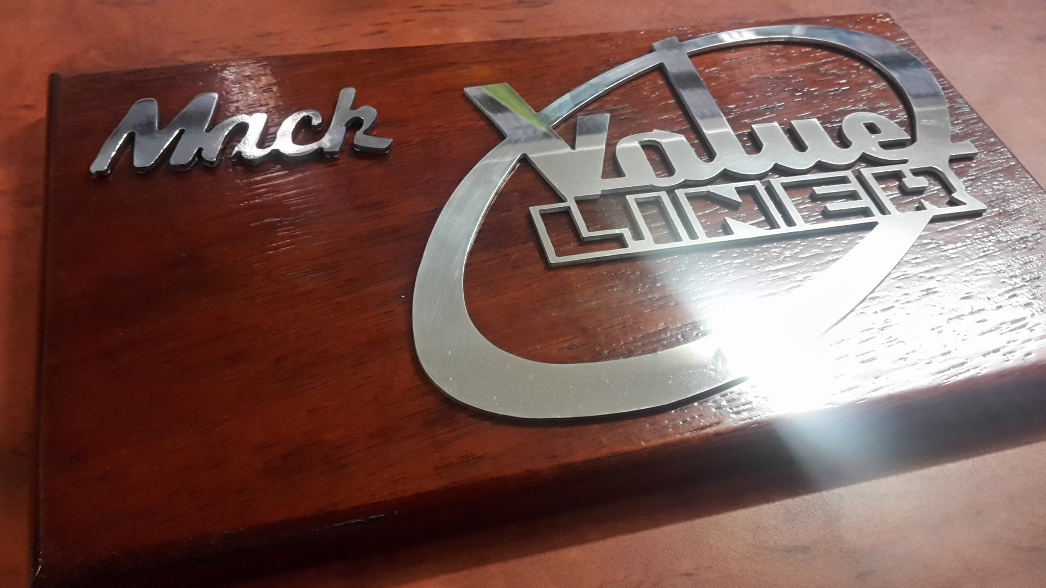 Custom Stainless Steel MACK 'VALUELINER' Badge