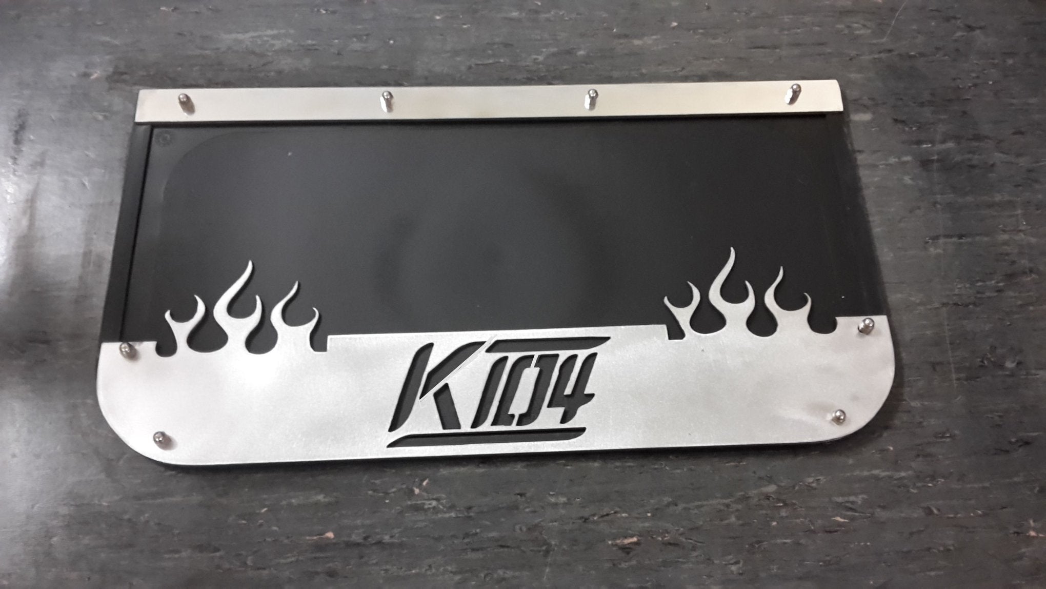 Custom Stainless Steel Mudflap Counterweights K104 Flames