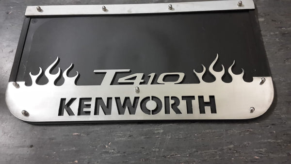 Custom Stainless Steel Mudflap Counterweights T410 Flames