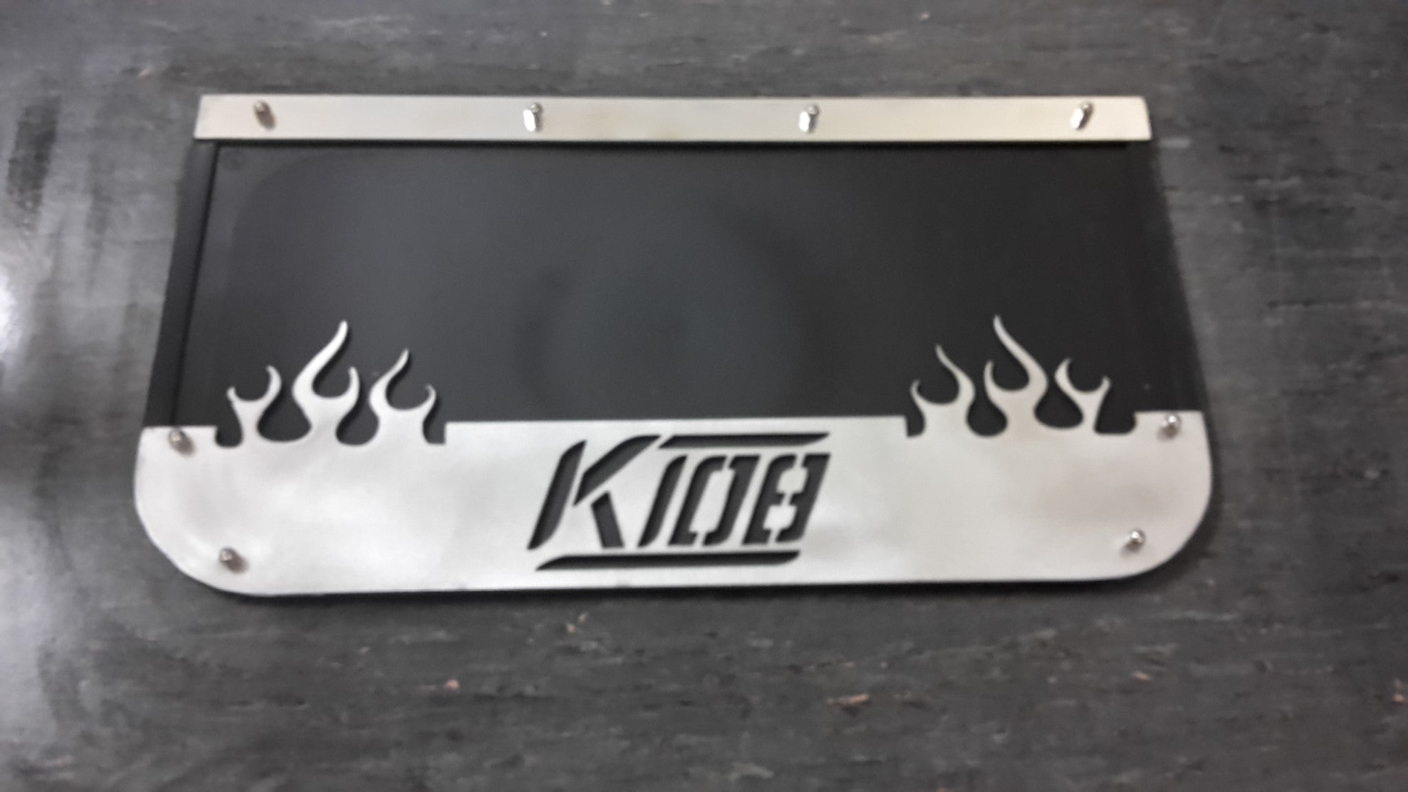 Custom Stainless Steel Mudflap Counterweights K108 Flames