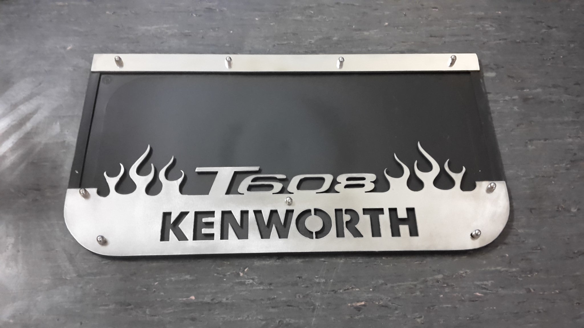Custom Stainless Steel Mudflap Counterweights T608 Flames