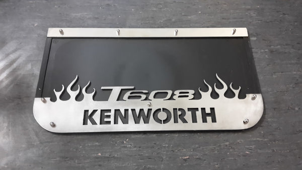 Custom Stainless Steel Mudflap Counterweights T608 Flames