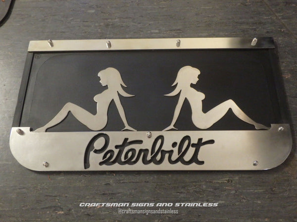 Custom Stainless Steel Mudflap Counterweights PETERBILT w/Mudflap Girls