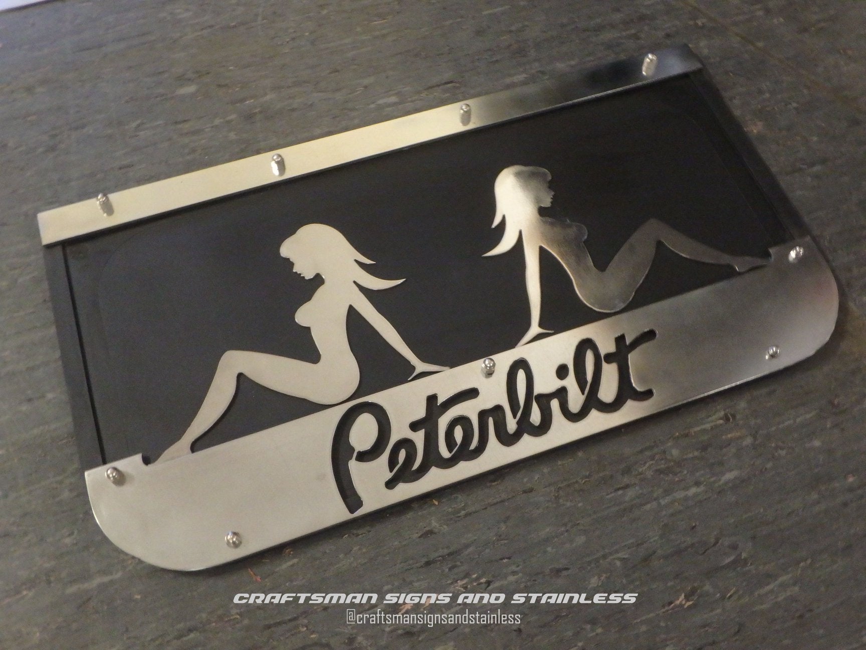Custom Stainless Steel Mudflap Counterweights PETERBILT w/Mudflap Girls
