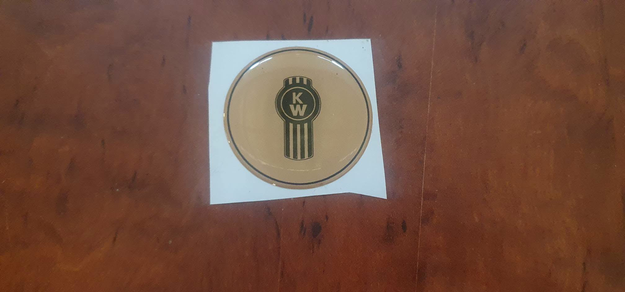 KENWORTH  'Smartwheel' steering wheel epoxy domed horn button 'skin' Black and gold conventional bug logo