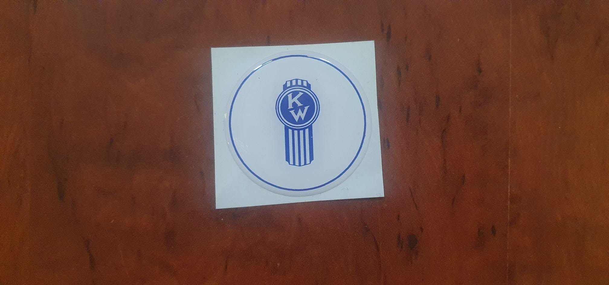 KENWORTH  'Smartwheel' steering wheel epoxy domed horn button 'skin' blue_white
