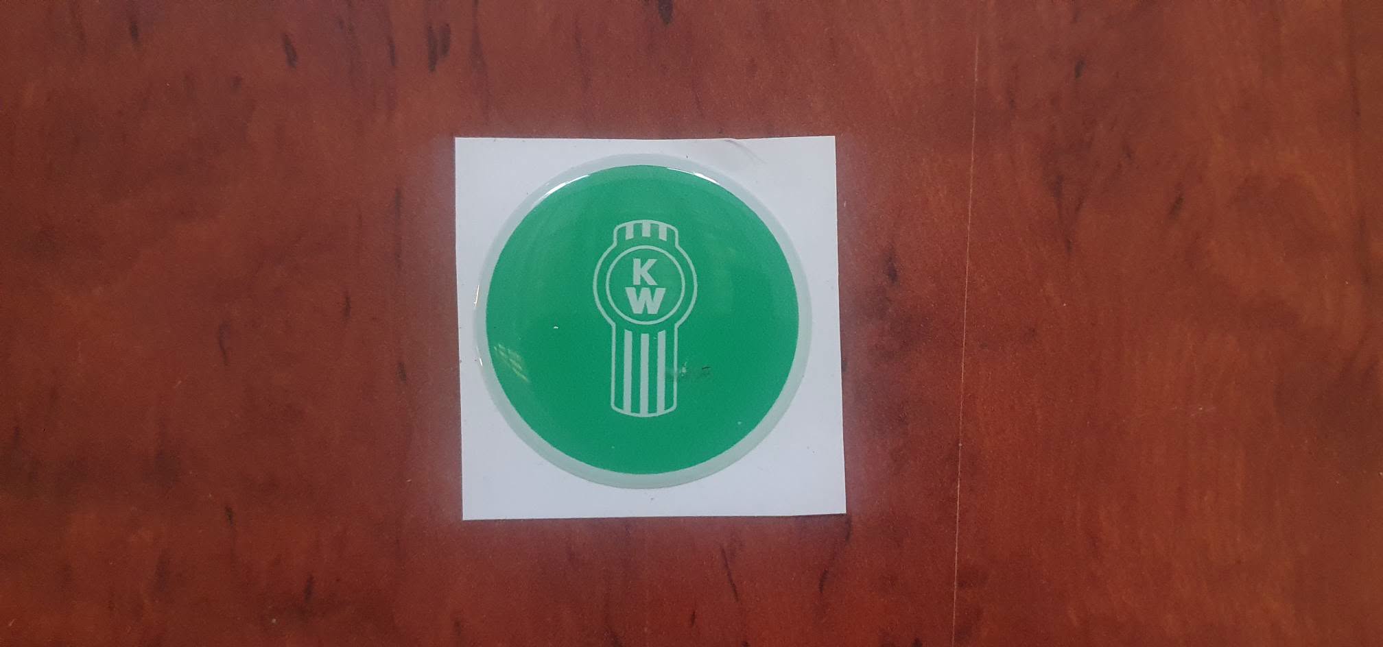 KENWORTH  'Smartwheel' steering wheel epoxy domed horn button 'skin' Green/White